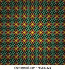 Ethnic boho style. Seamless hand drawn tribal tiles texture. Native batik watercolor artistic black, green and gray seamless pattern. Vector illustration.