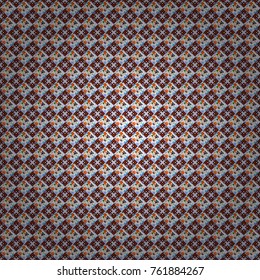 Ethnic boho style. Seamless hand drawn tribal tiles texture. Native batik watercolor artistic blue, orange and brown seamless pattern. Vector illustration.