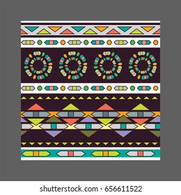 Ethnic boho style seamless pattern with triangle ornament. Vector fabric design