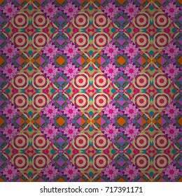 Ethnic boho style. Vector illustration. Seamless hand drawn tribal tiles texture. Native batik watercolor artistic beige, pink and neutral seamless pattern.