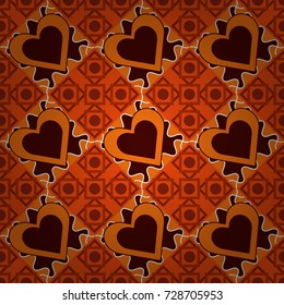 Ethnic boho style. Vector illustration. Seamless hand drawn tribal tiles texture. Native batik watercolor artistic orange, brown and red seamless pattern.