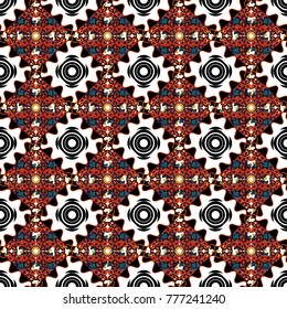 Ethnic boho style. Vector illustration. Seamless hand drawn tribal tiles texture. Native batik watercolor artistic black, brown and white seamless pattern.