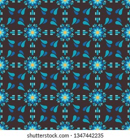 ethnic Boho style Vector seamless pattern, Stylish fabric print. Creative Design inspiration textile background for batik or cloth,carpet,wallpaper,clothing,wrapping,Batik. blue Color