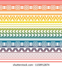 Ethnic boho tribal indian seamless pattern. Colorful pattern for textile design. Vector illustration. 
