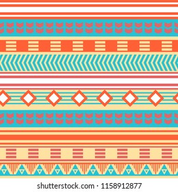 Ethnic boho tribal indian seamless pattern. Colorful pattern for textile design. Vector illustration. 