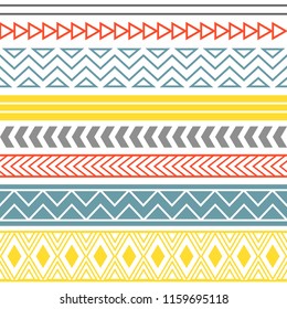 Ethnic boho tribal indian seamless pattern. Colorful pattern for textile design. Vector illustration. 