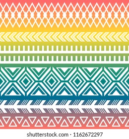 Ethnic boho tribal indian seamless pattern. Colorful pattern for textile design. Vector illustration. 