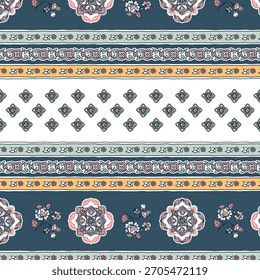 Ethnic border floral and geometric pattern.