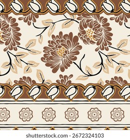 Fondo de patrón floral de frontera étnica