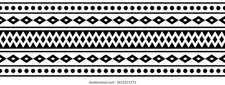 Ethnic border with geometric tribal pattern.