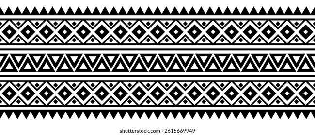 Ethnic border with geometric tribal pattern.
