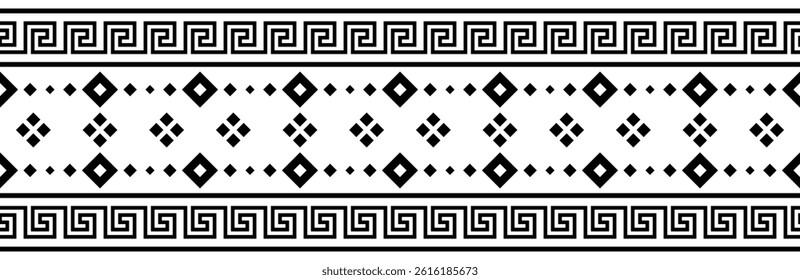 Ethnic border with geometric tribal pattern.