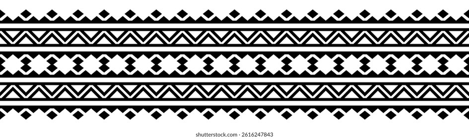 Ethnic border with geometric tribal pattern.