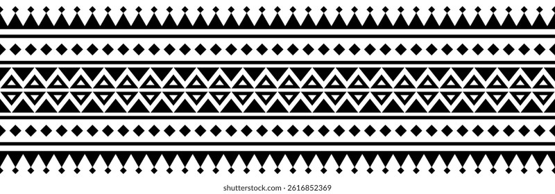 Ethnic border with geometric tribal pattern.
