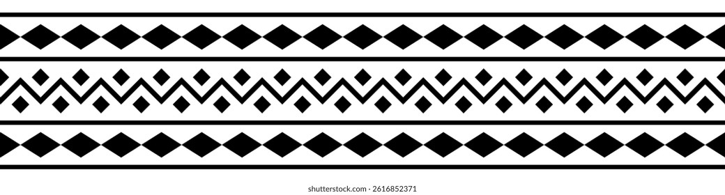 Ethnic border with geometric tribal pattern.