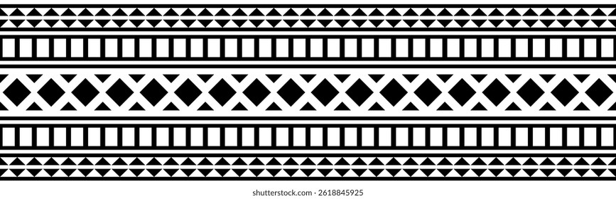 Fronteira étnica com padrão tribal geométrico.