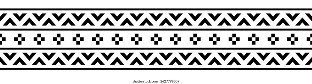 Ethnic border with geometric tribal pattern.