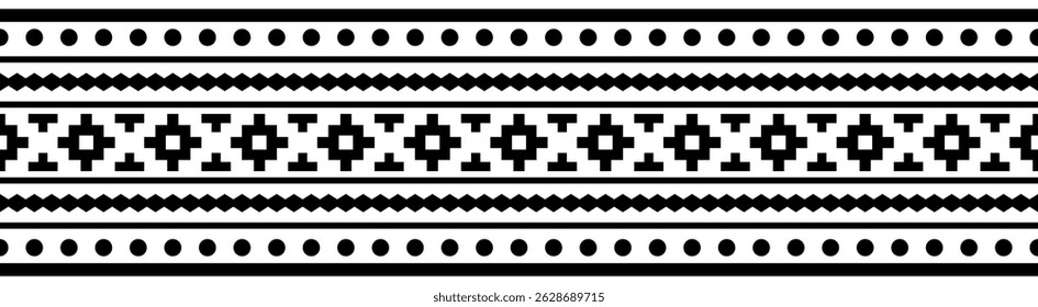 Ethnic border with geometric tribal pattern.