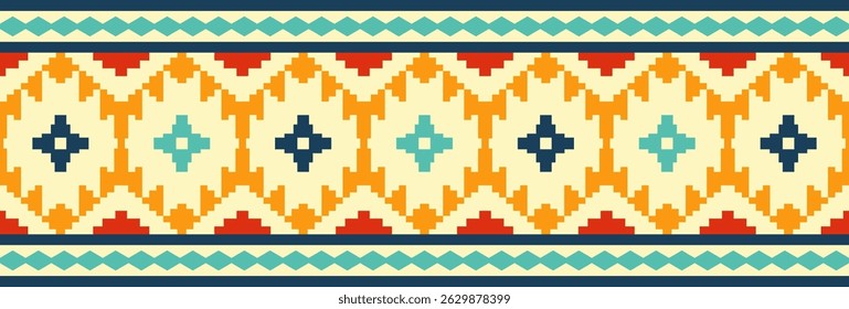 Ethnic border with geometric tribal pattern.