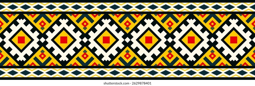 Ethnic border with geometric tribal pattern.