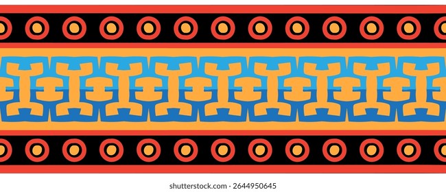 Fronteira étnica com padrão tribal geométrico.