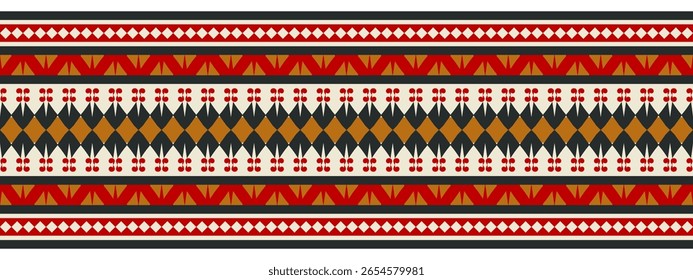 Frontera étnica con patrón tribal geométrico.