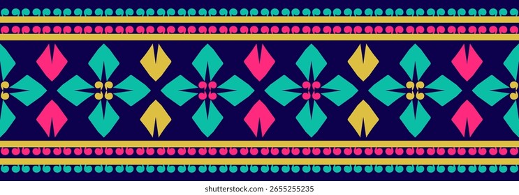 Frontera étnica con patrón tribal geométrico.