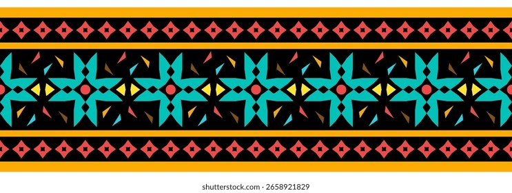 Ethnic border with geometric tribal pattern.