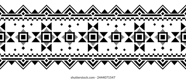 Ethnic border ornament. Geometric ethnic oriental seamless pattern. Stripe vector illustration. Native American Mexican African Indian tribal style. Design border, textile, fabric, clothing, carpet.