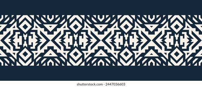 Ethnic border ornament. Geometric ethnic oriental seamless pattern. Stripe vector illustration. Native American Mexican African Indian tribal style. Design border, textile, fabric, clothing, carpet.