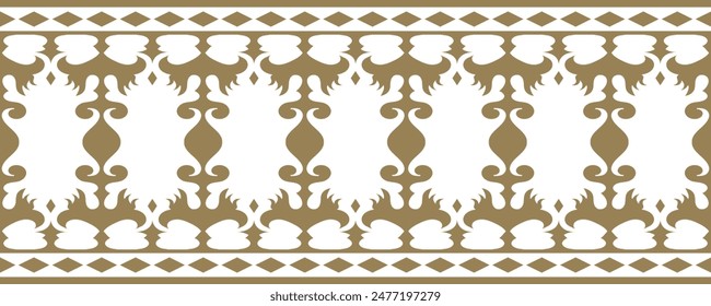Ethnic border ornament. Geometric ethnic oriental seamless pattern. Gold stripe vector illustration. Native American Mexican African Indian tribal. Design border, textile, fabric, clothing, carpet.