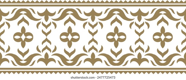 Ethnic border ornament. Geometric ethnic oriental seamless pattern. Gold stripe vector illustration. Native American Mexican African Indian tribal. Design border, textile, fabric, clothing, carpet.