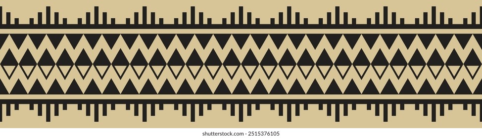 Ornamento de frontera étnica. Patrón geométrico oriental sin fisuras. Ilustración vectorial de rayas. Nativo americano mexicano africano estilo tribal indio. Borde de diseño, textil, tela, ropa, alfombra.