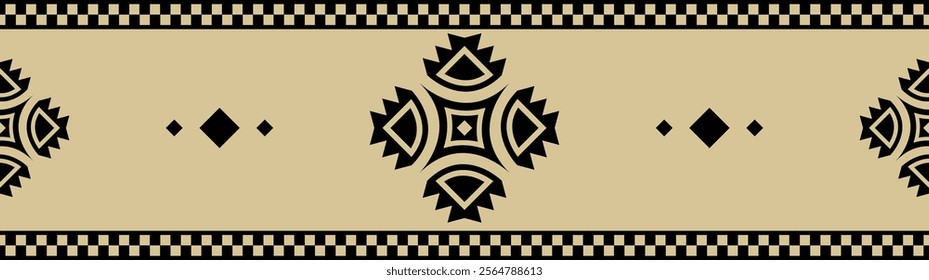 Ethnic border ornament. Geometric ethnic oriental seamless pattern. Stripe vector illustration. Native American Mexican African Indian tribal style. Design border, textile, fabric, clothing, carpet.