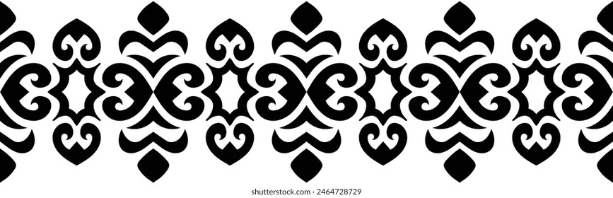 Ethnic border ornament pattern. Geometric oriental seamless pattern. Vintage element vector illustration. Baroque Floral Aztec tribal. Design for frame, textile, fabric, clothing, carpet, background.