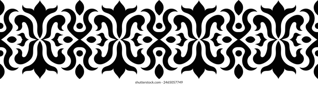 Ethnic border ornament pattern. Geometric oriental seamless pattern. Vintage element vector illustration. Baroque Floral Aztec tribal. Design for frame, textile, fabric, clothing, carpet, background.