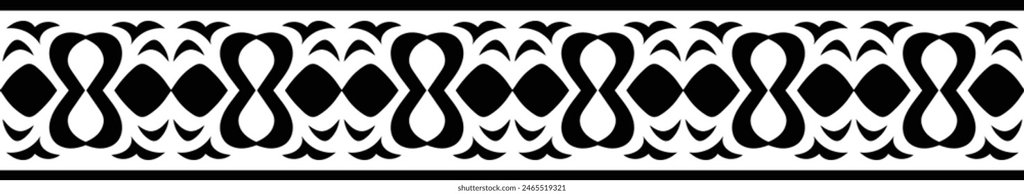 Ethnische Grenzmuster. Geometrisches orientalisches nahtloses Muster. Vektorillustration klassischer Elemente. In: Baroque Floral Aztec Tribal. Design für Rahmen, Textil, Stoff, Kleidung, Teppich, Hintergrund.