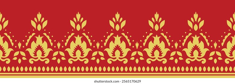 Ethnic border ornament pattern. Geometric oriental seamless pattern. Vintage element vector illustration. Baroque Floral Aztec tribal. Design for frame, textile, fabric, clothing, carpet, background.