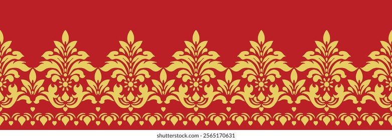 Ethnic border ornament pattern. Geometric oriental seamless pattern. Vintage element vector illustration. Baroque Floral Aztec tribal. Design for frame, textile, fabric, clothing, carpet, background.