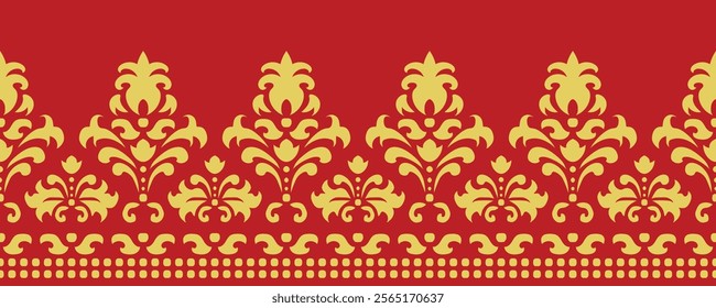 Ethnic border ornament pattern. Geometric oriental seamless pattern. Vintage element vector illustration. Baroque Floral Aztec tribal. Design for frame, textile, fabric, clothing, carpet, background.