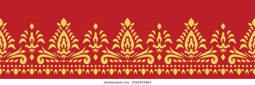 Ethnic border ornament pattern. Geometric oriental seamless pattern. Vintage element vector illustration. Baroque Floral Aztec tribal. Design for frame, textile, fabric, clothing, carpet, background.