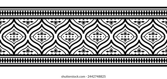 Ethnic border ornament vector illustration. Geometric ethnic oriental seamless pattern. Native American Mexican African Indian tribal style. Design border, textile, fabric, clothing, carpet, batik.
