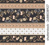 ethnic border pattern with flowers and leaves