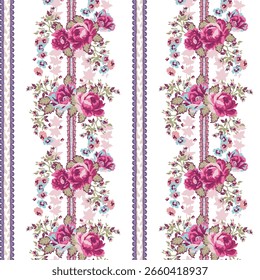 ethnic border rose floral pattern background