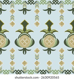 Ethnic Botanical Motif Pattern in Earth Tone Palette