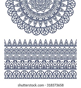 Ethnic brush collection. Vintage decorative elements. Oriental pattern, vector illustration.  Islam, Arabic, Indian, turkish, pakistan, chinese, ottoman motifs