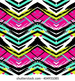 Ethnic brushsrokes vector seamless pattern. Herringbone striped texture. Ethnic background. Tribal pattern 