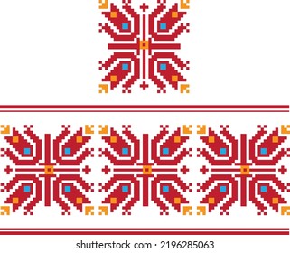 Ethnic bulgarian pattern for embroidery stitch. Pattern template.