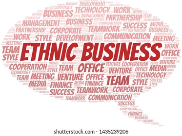 Ethnic Business word cloud. Collage made with text only.