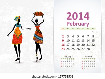 Ethnic Calendar 2014 February